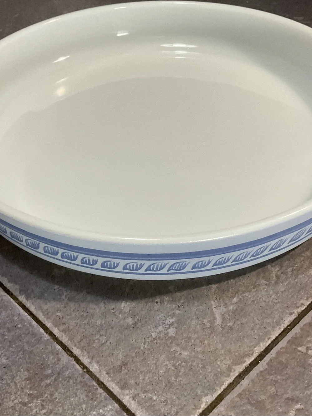 Pyrex White Baking Dish with Light Blue Leaf Border